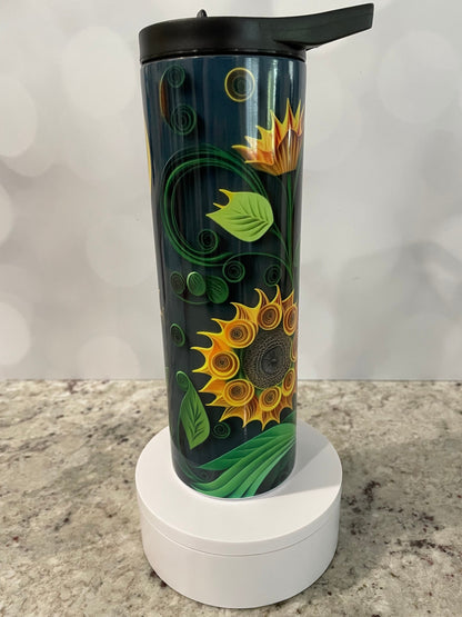 3D Quilled paper sunflower | water bottle | insulated 20 oz tumbler