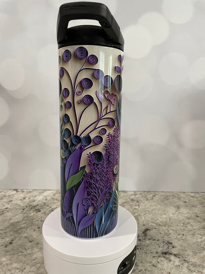 3D Quilled paper lavender | water bottle | insulated 20 oz tumbler