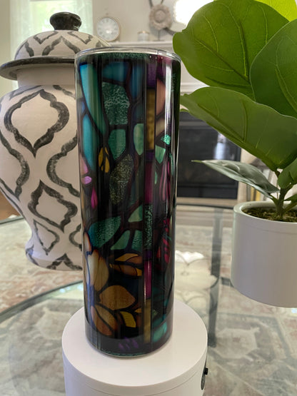Jewel tone midnight blossoms | 20 oz skinny tumbler