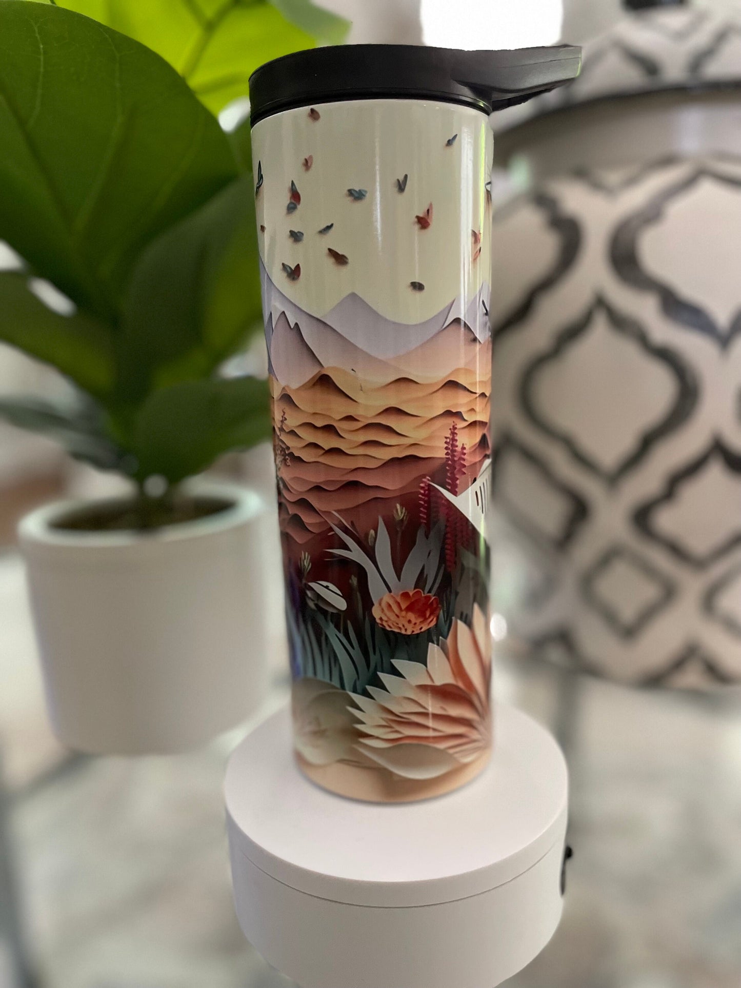 3D mountains and butterflies | tumbler/water bottle