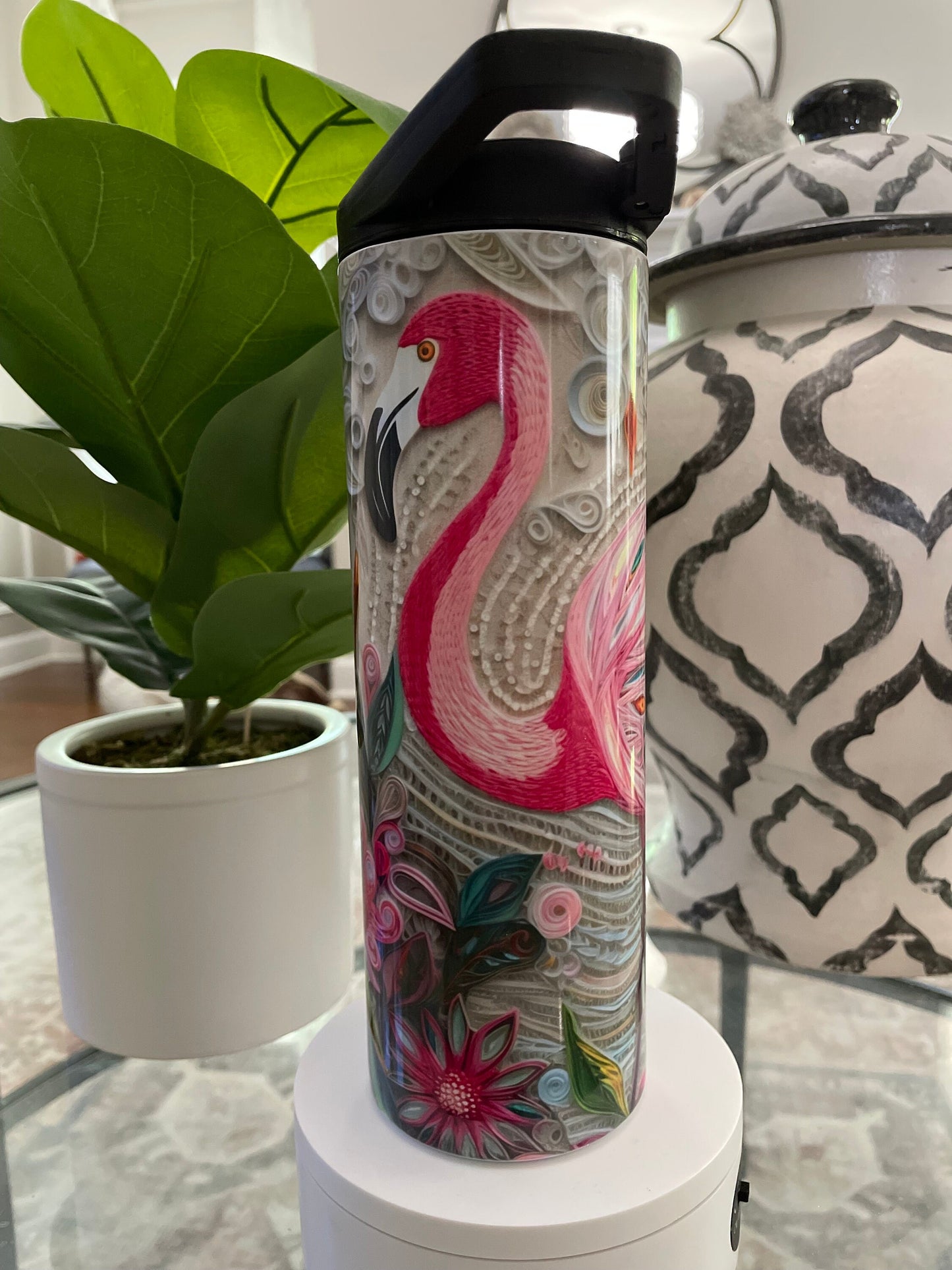 3D pink flamingo | tumbler/water bottle