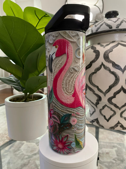 3D Flamingo 20 oz skinny tumbler