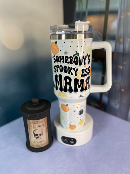 40 oz tumbler with handle| Spooky Ass Mama | Halloween theme