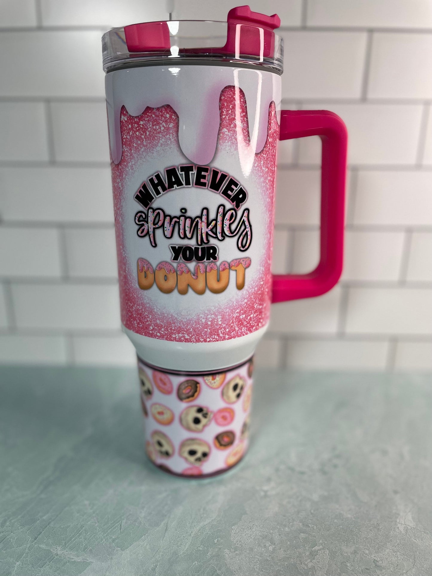 40 oz tumbler with handle| Donuts with Sprinkles