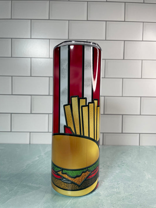 Hamburger and fries | 20 oz skinny tumbler